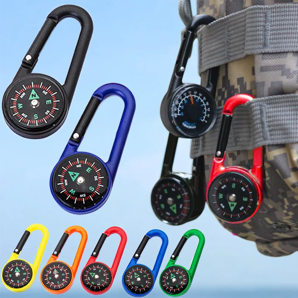 Compass Keychain Mini - Outdoor Compass Carabiner Mini Camping Keychain