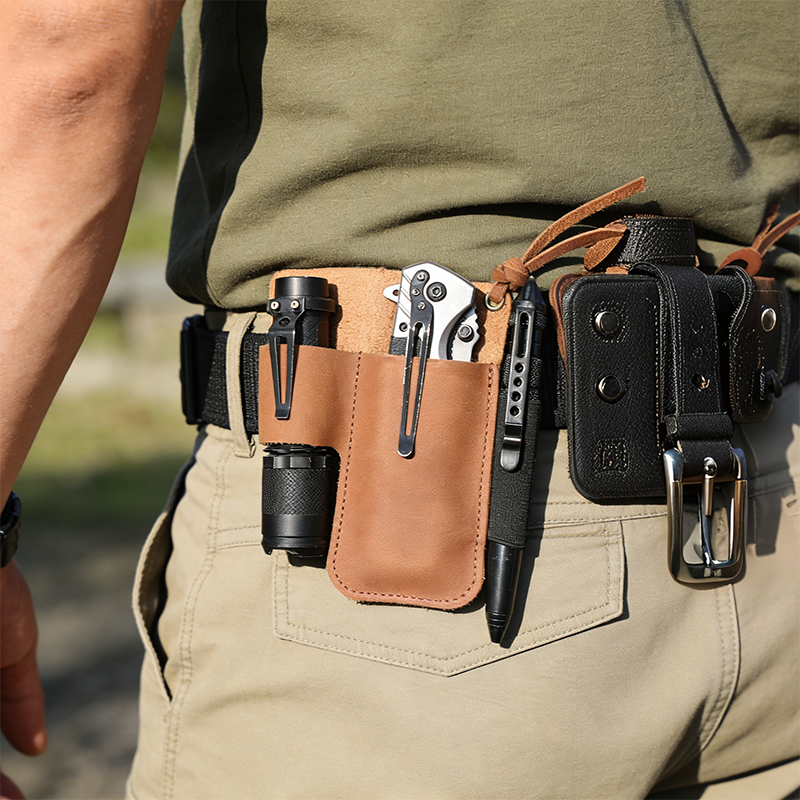 Edc Carry Pocket - EDC Leather Flashlight Tool Holster Multi-functional
