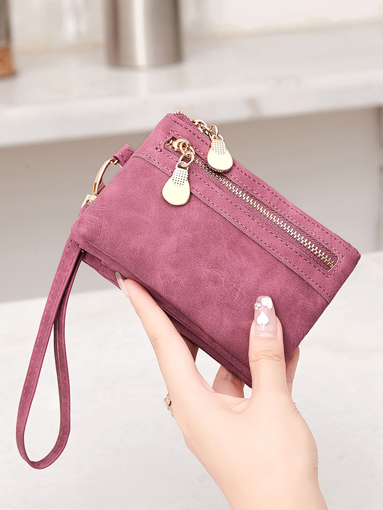 Edc Carry Card - Retro double fold PU leather short