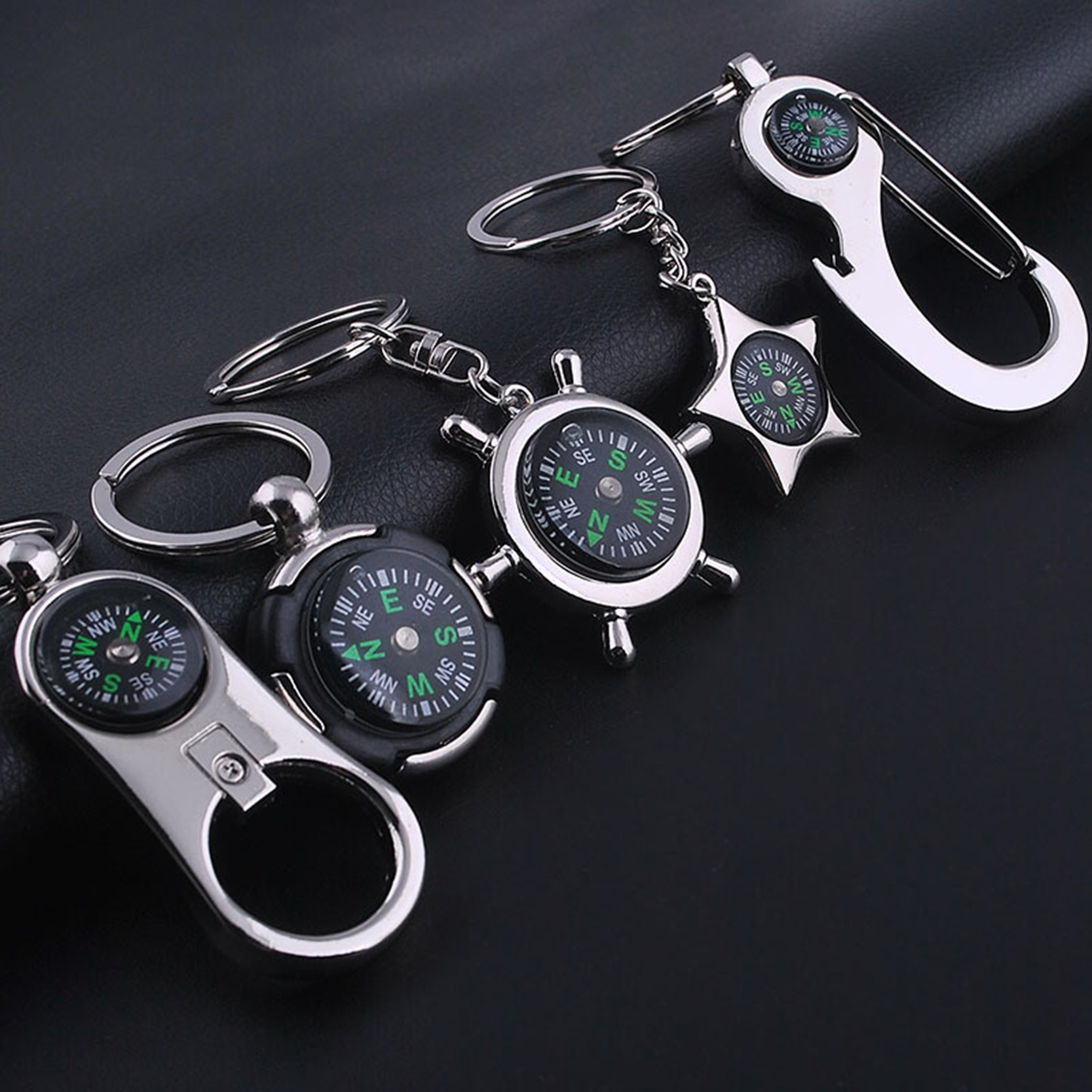 Compass Keychain Mini - Vintage Compass with Beer Opener Key