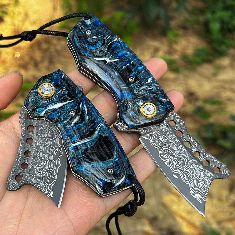 Handmade Damascus Steel Pocket - Edc Carry Pocket Knife ulasan dan harga
