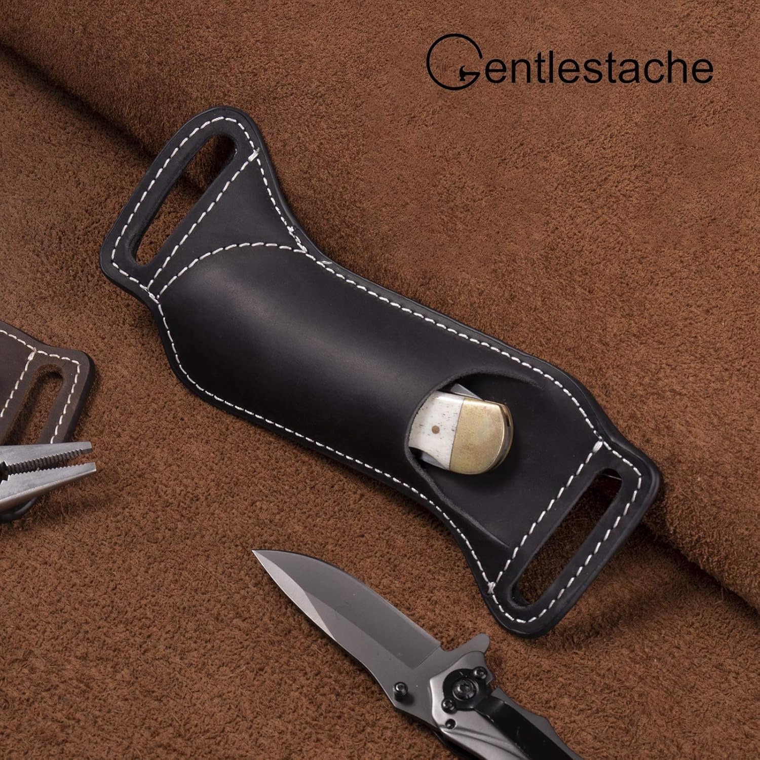 5 Inch Folding Knife Holster E - Leather Edc. Carry Pouch ulasan dan harga