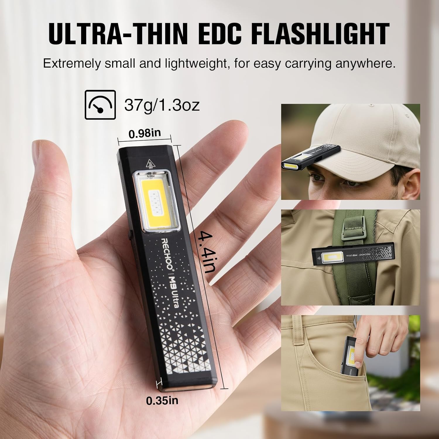 Flat EDC Flashlight Rechargeab - Edc Car Carry ulasan dan harga