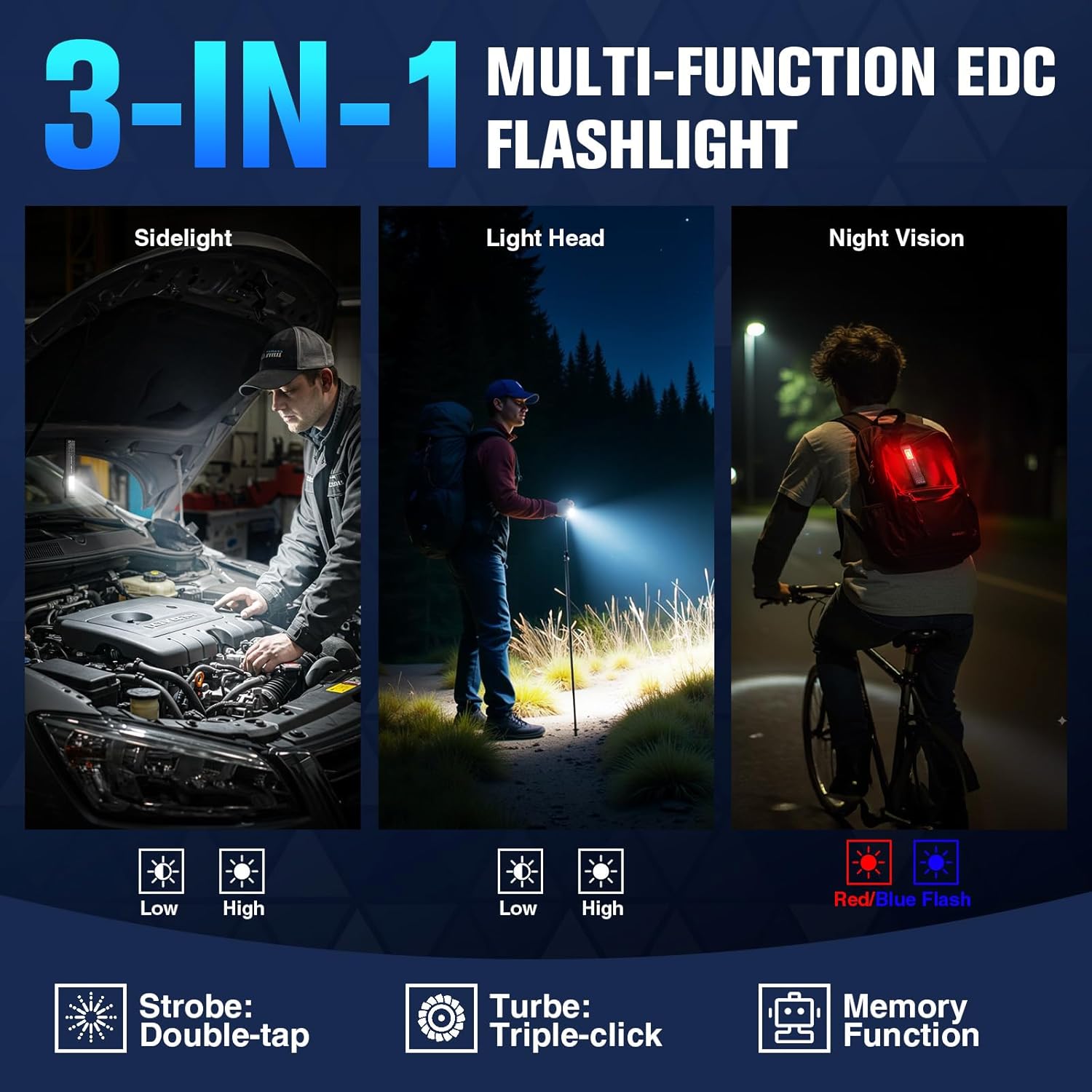 Flat EDC Flashlight Rechargeab - Edc Car Carry ulasan dan harga