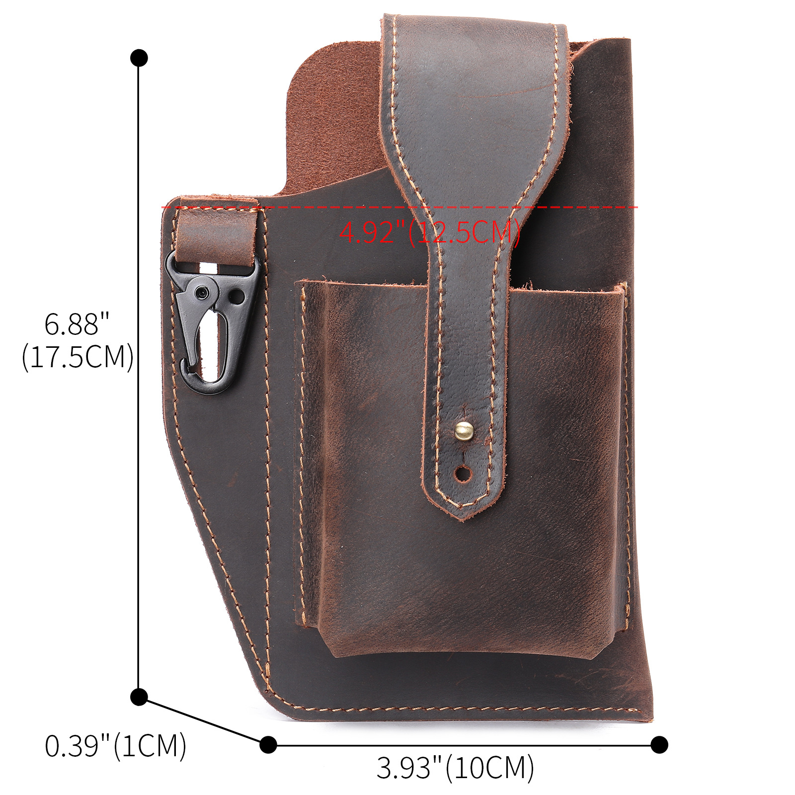 Crazy Horse Leather Phone Hols - Leather Edc. Carry Pouch ulasan dan harga