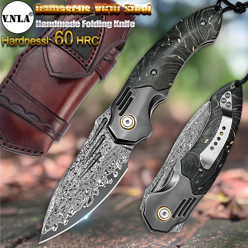 VNLA Handmade Damascus Steel P - Edc Carry Pocket Knife ulasan dan harga