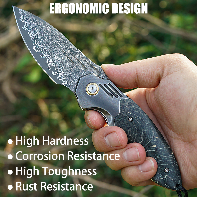 VNLA Handmade Damascus Steel P - Edc Carry Pocket Knife ulasan dan harga