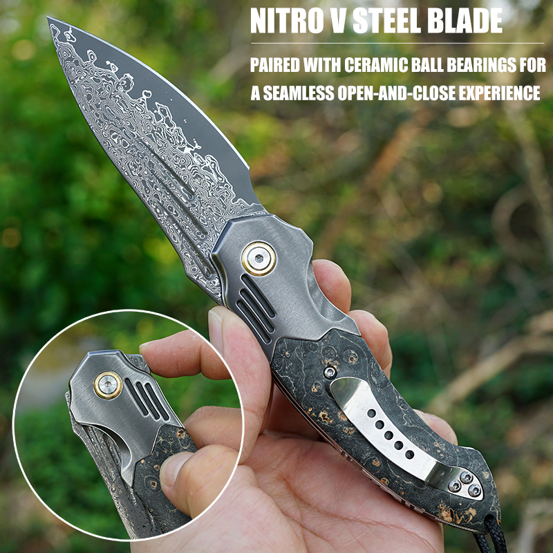 VNLA Handmade Damascus Steel P - Edc Carry Pocket Knife ulasan dan harga