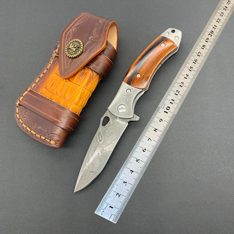 RHON 3.14inch Premium Damascus - Edc Carry Pocket Knife ulasan dan harga