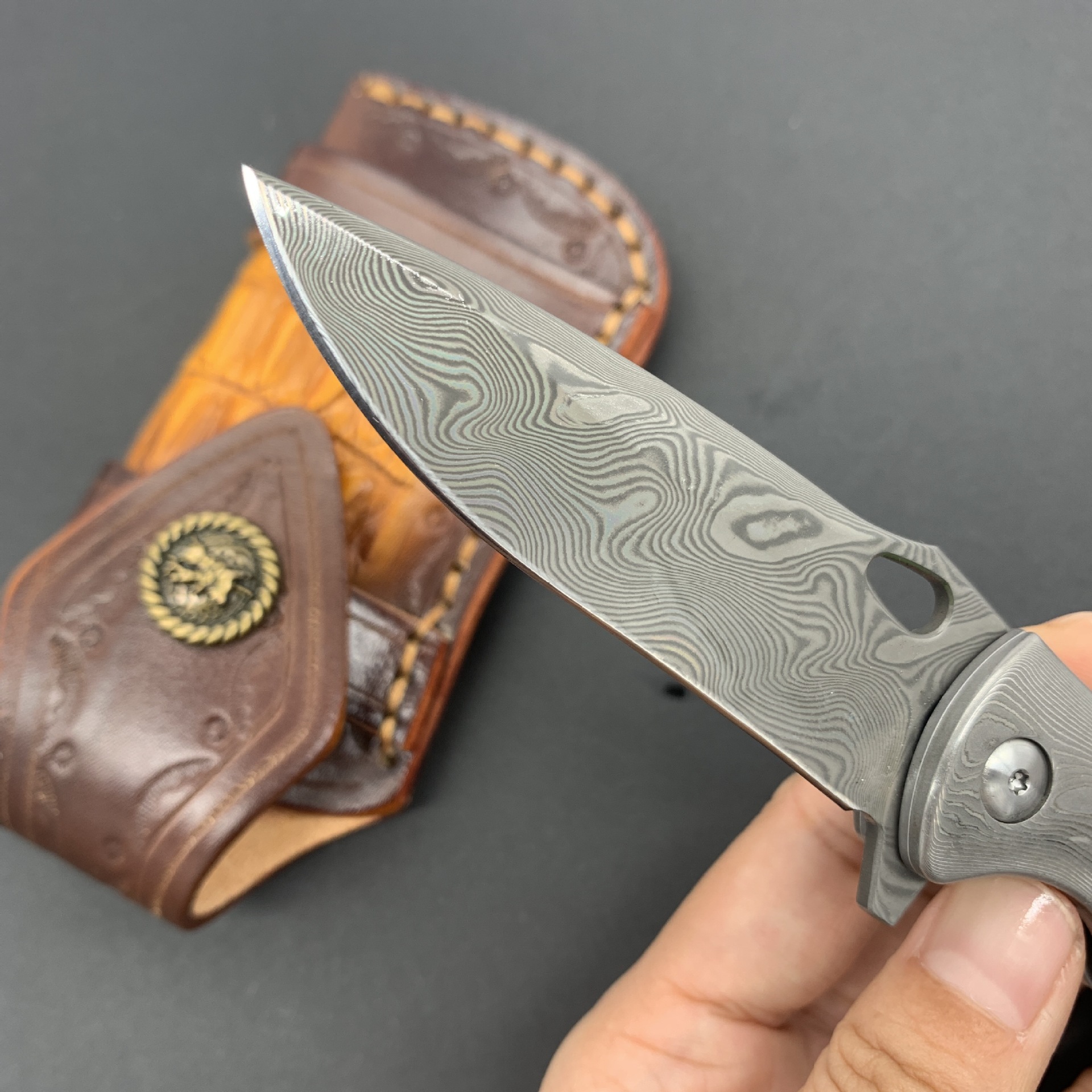 RHON 3.14inch Premium Damascus - Edc Carry Pocket Knife ulasan dan harga