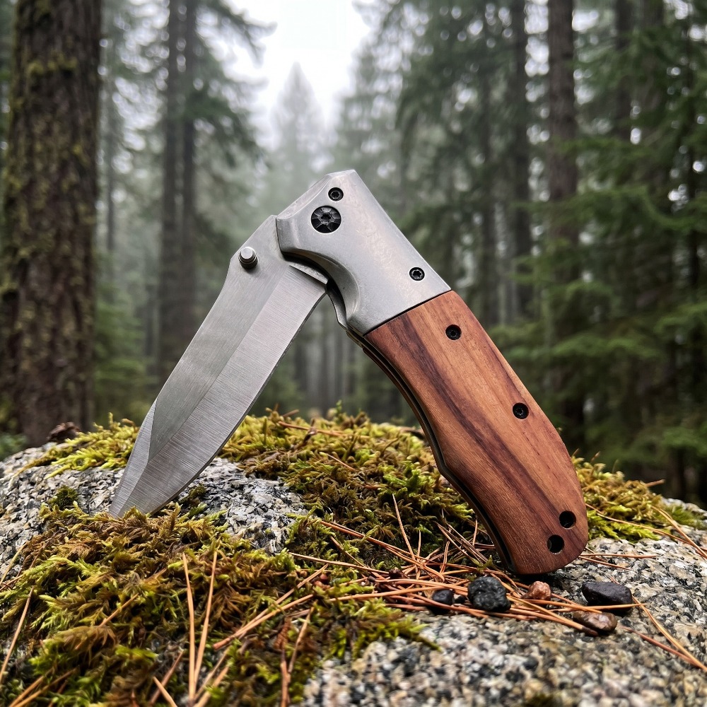 DA51 Portable Wooden Handle Fo - Edc Carry Pocket Knife ulasan dan harga