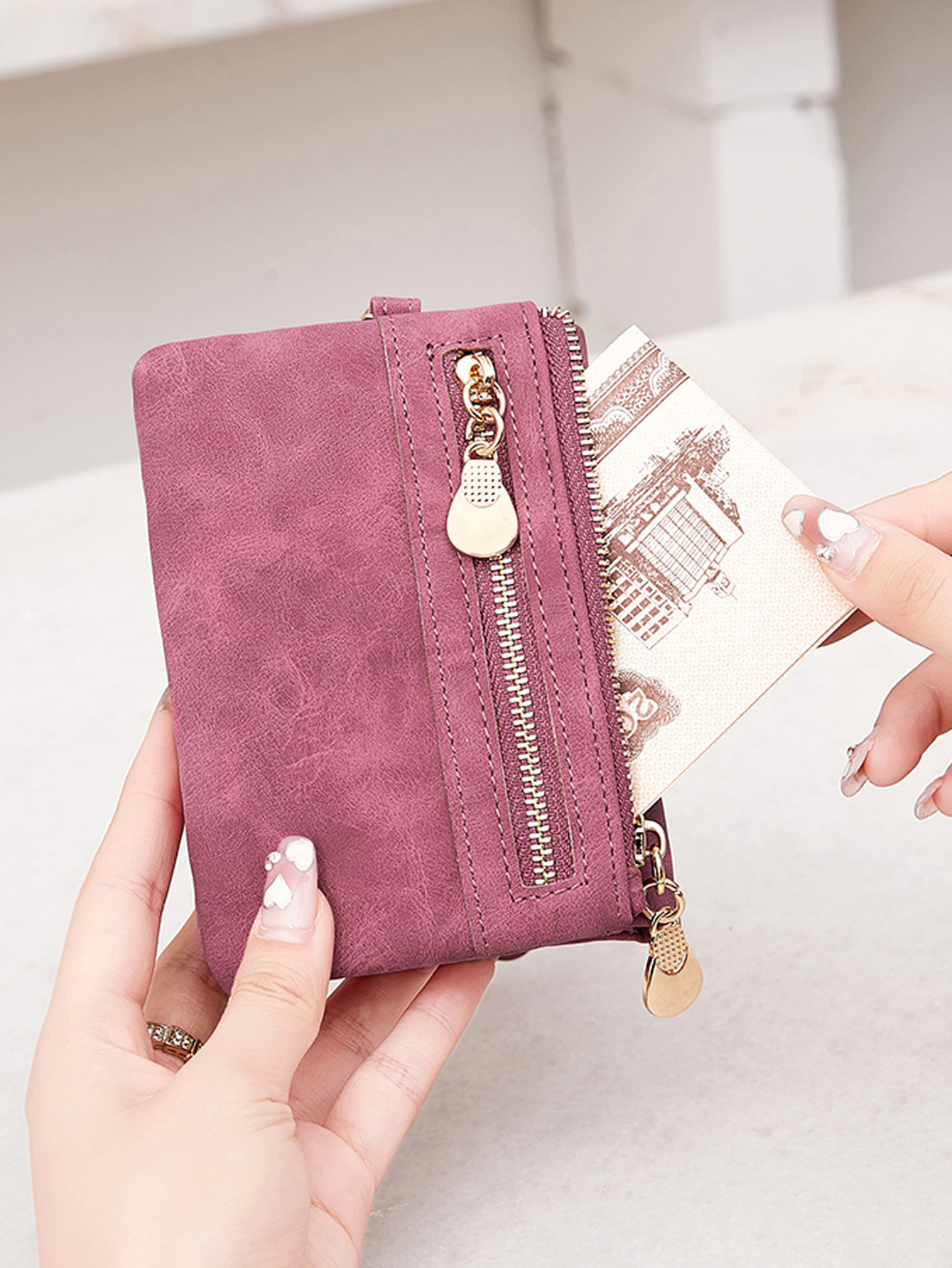 Retro double  fold PU leather  - Edc Carry Card ulasan dan harga